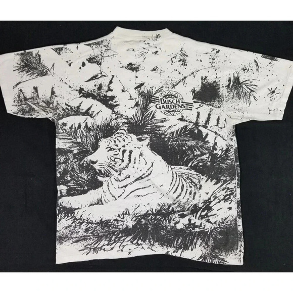 Vintage 90's BUSCH GARDENS Tiger All Over Print Souvenir T-Shirt "One Size Tag" - Picture 7 of 7
